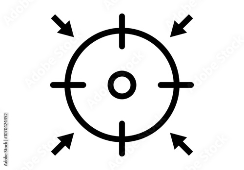 Icono negro de objetivo con flechas negras
