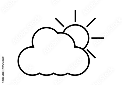 Icono negro de  sol y nube