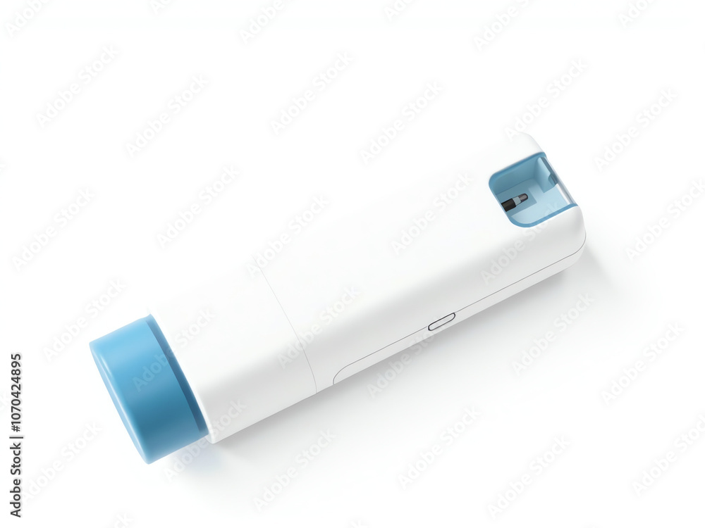 A white and blue electronic device resting on a clean white surface, showcasing its sleek design and modern aesthetics. A white and blue electronic device resting on a clean white surface, showcasing its sleek design and modern aesthetics.