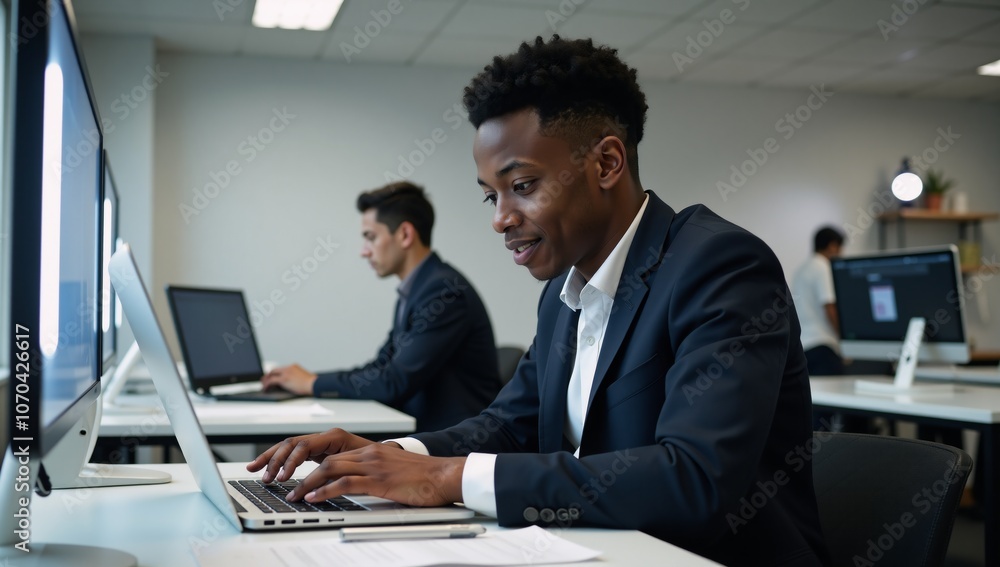 African American Student utilizes ChatGPT for home-learning efficiency - Futuristic Education Concept Oil Painting African American Student utilizes ChatGPT for home-learning efficiency - Futuristic Education Concept Oil Painting