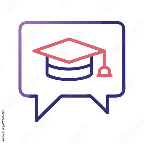 Speech bubble with graduation cap for educational messaging

