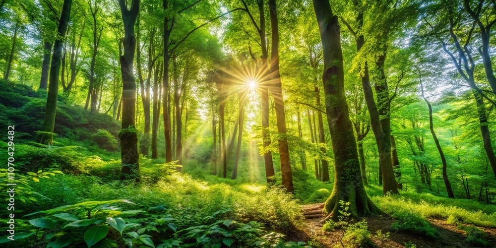 Obraz premium Nature's vibrant hues, a love letter in green, captured in poignant photographs.