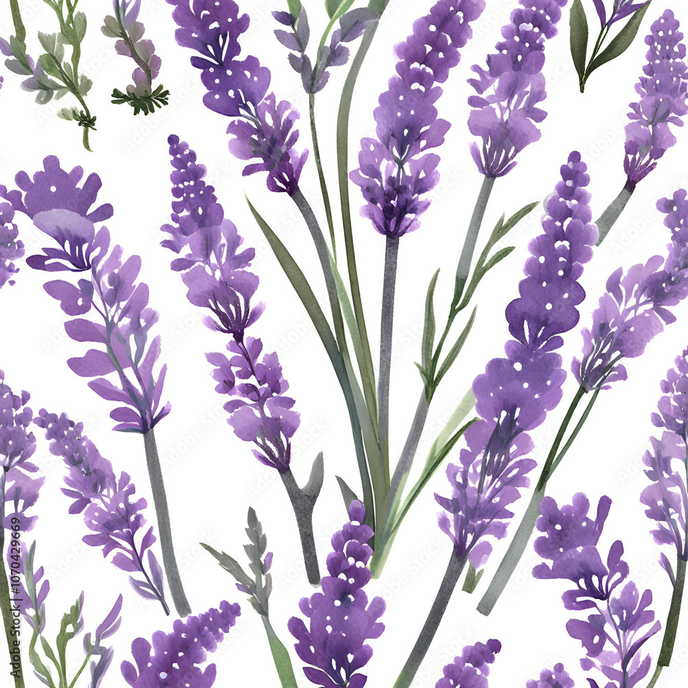 Fototapeta premium Ilustração botânica de lavandas.