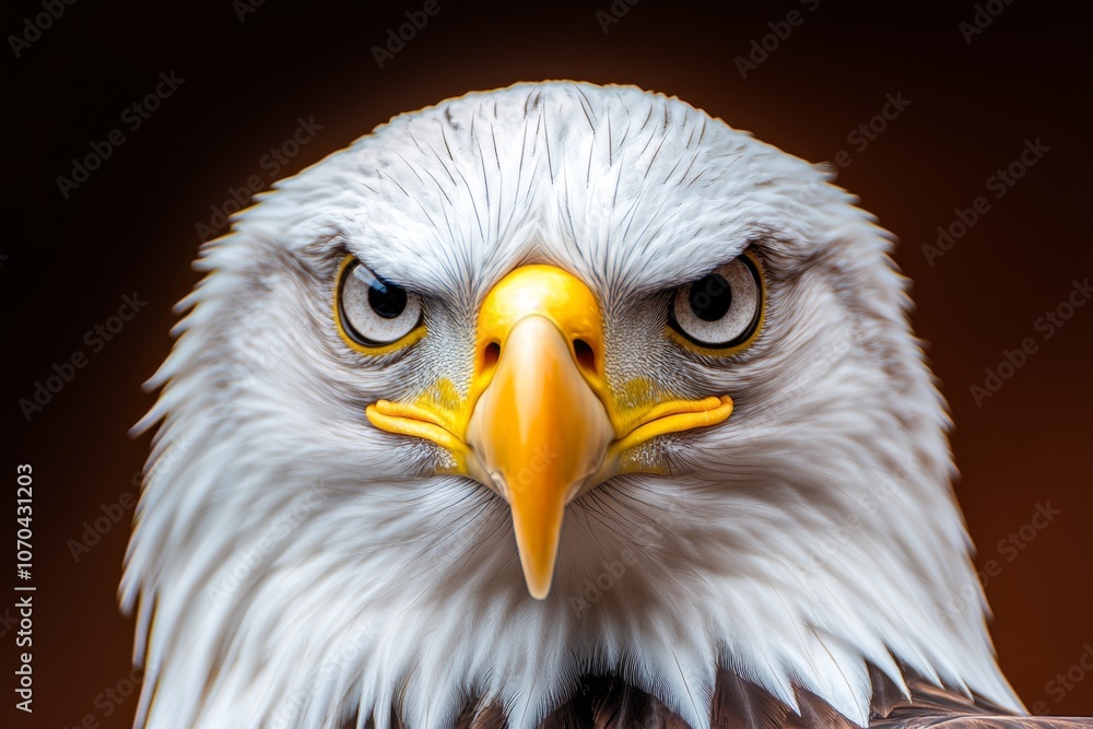Obraz premium Close-up of an eagle with a sharp, focused gaze, showing detailed feathers and powerful beak