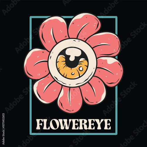 vector illustration flower eye in retro design