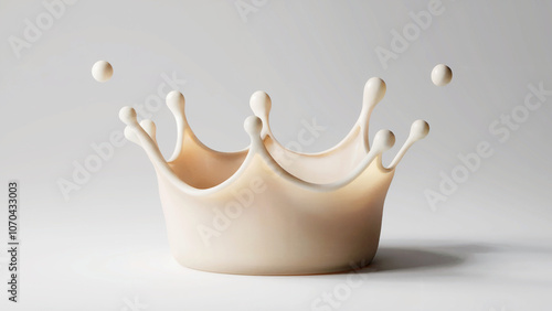 milk crown: A small and playful milk crown, where the arcs form tiny, rounded tips that radiate out gently from the center