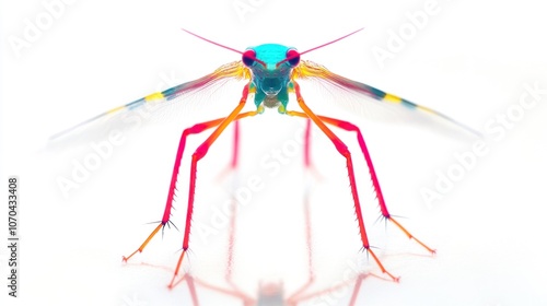 Water strider in detail, sleek and vibrant, centered on a white background. photo