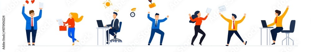 Anxious workers frustrated at their jobs on a flat white background. Conflicting co-workers, angry boss yelling, man fired, woman burned out. Anxious workers frustrated at their jobs on a flat white background. Conflicting co-workers, angry boss yelling, man fired, woman burned out.