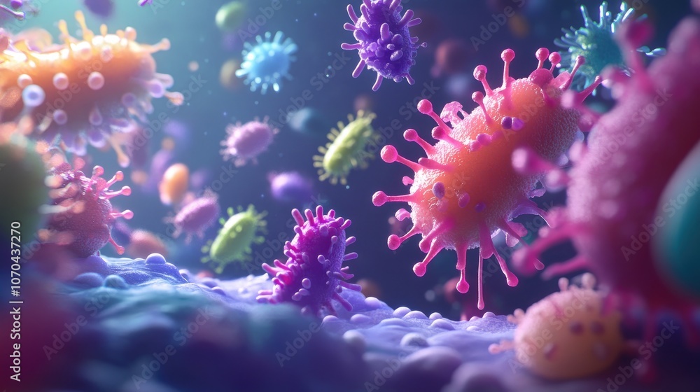 Fototapeta premium 3D illustration of bacteria showing genetic mutations leading to antibiotic resistance depicting antimicrobial resistance dynamics