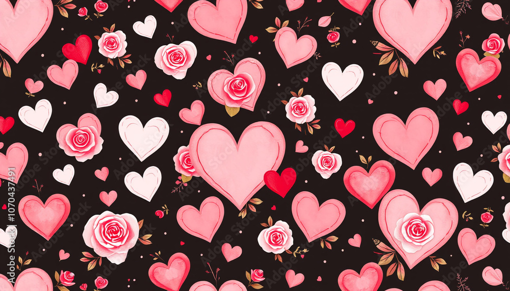 Fototapeta premium Seamless Heart Pattern Vector Illustration for Valentine's Day Design
