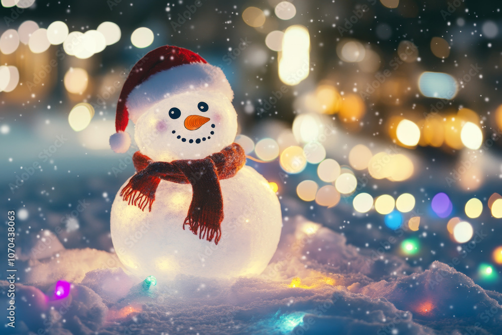 Obraz premium Close-Up of a Snowman’s Face, Radiating Holiday Cheer