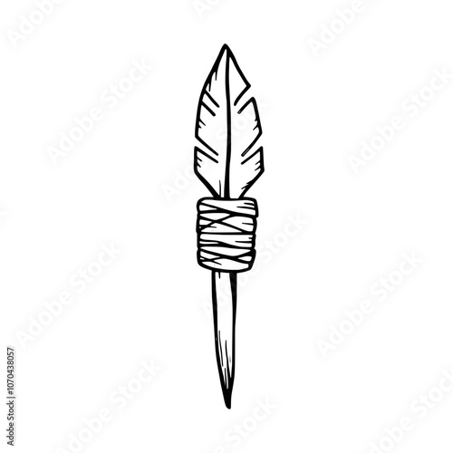 Drawing of an ancient stone knife outlined in modern style