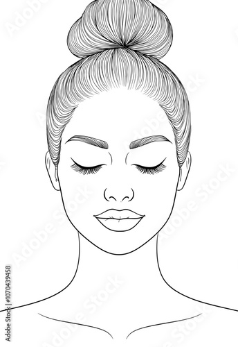 Female hairstyle, female face silhouette, beautiful girl, messy bun, modern illustration, SVG