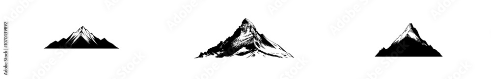 A continuous line drawing of a mountain range landscape. Isolated in white on a white background. Doodle modern illustration based on the adventure winter sports concept. A continuous line drawing of a mountain range landscape. Isolated in white on a white background. Doodle modern illustration based on the adventure winter sports concept.