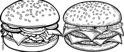 Juicy Bite Monochrome Burger Emblem with Black Modern Emblems