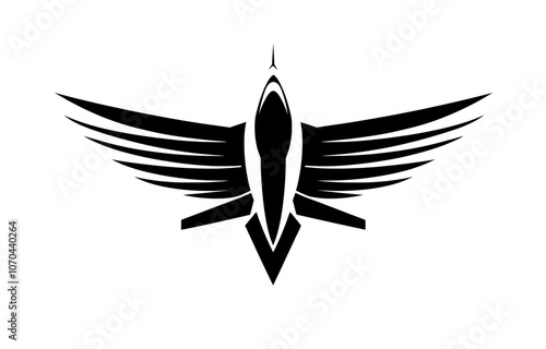 This logo represents a fighter jet in a minimalist and flat style.