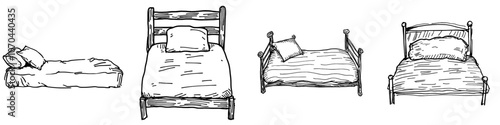 Isolated modern illustration of a single bed