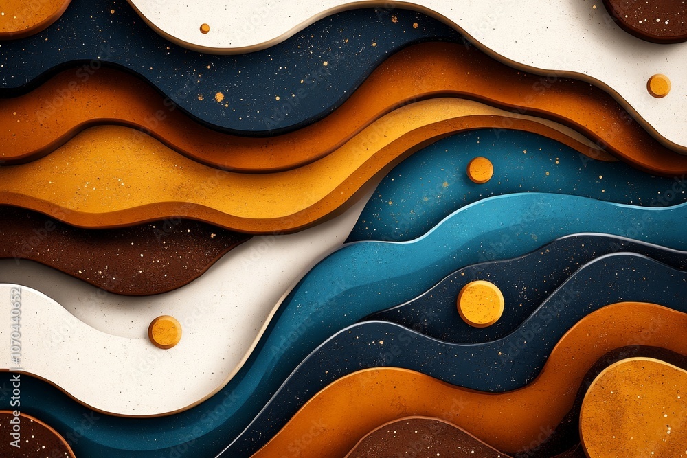 Obraz premium Retro-inspired abstract artwork with earthy tones and organic shapes, capturing a nostalgic feel