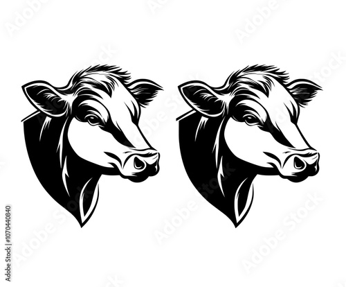 Flat and minimal cow logo - Modern illustration