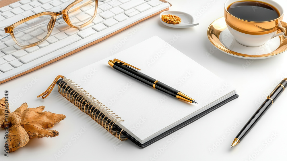 minimalist workspace featuring black notebook, pens, and coffee minimalist workspace featuring black notebook, pens, and coffee