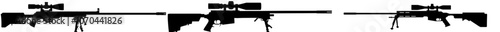 Silhouette illustration of a sniper rifle. Black color illustration.