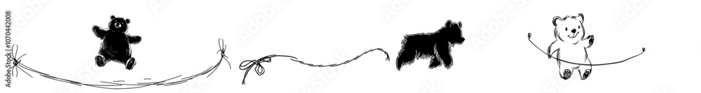 Bear logo illustration. One continuous line drawing of a bear. Bear logo illustration. One continuous line drawing of a bear.