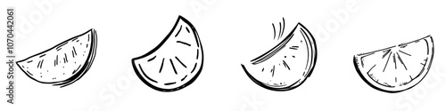 In bold black and white, an outline of a lemon showing its segmented interior with seeds.