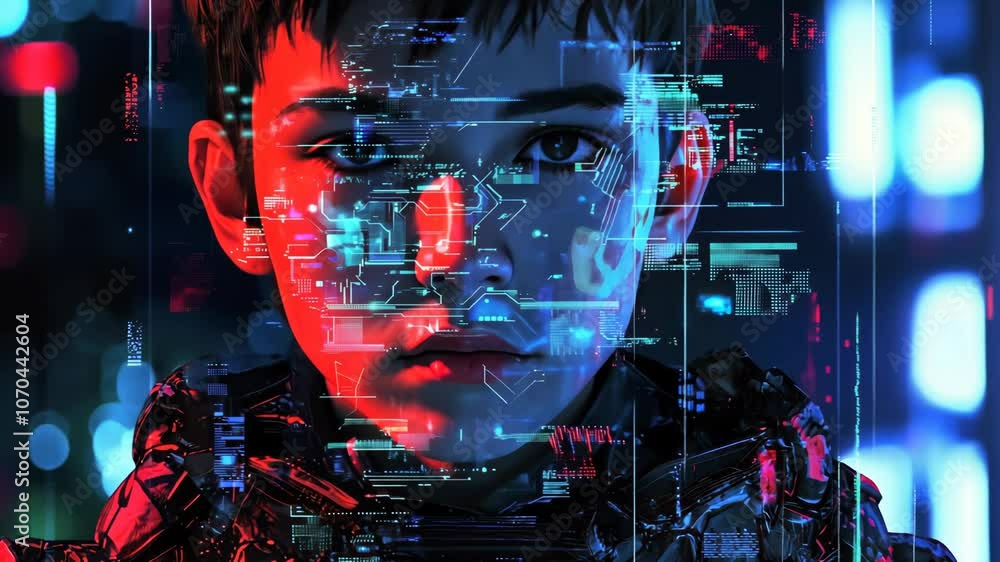Cyberpunk Child in a Digital World Cyberpunk Child in a Digital World