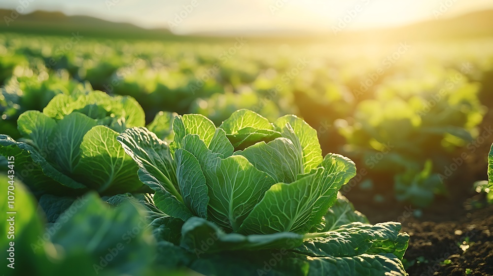A close-up shot of a cabbage growing in the field A close-up shot of a cabbage growing in the field