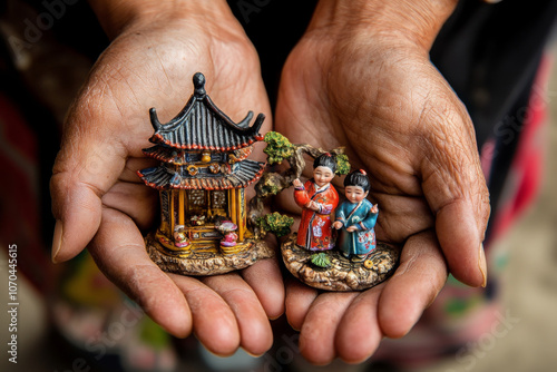  Holding Chiness House Model Symbol of Homeownership photo