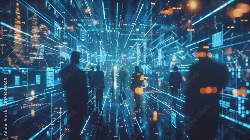 Fototapeta premium E learning technology concept. AI and machine learning enhance personalised learning. Technology course, teaching, business training. e-learning, online education, education, internet learning. 