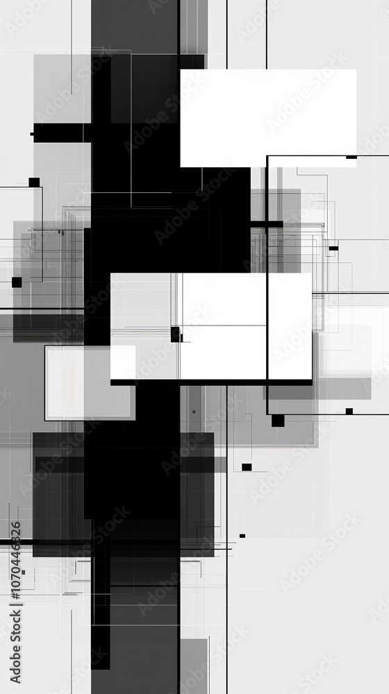 Abstract pattern of pixelated black and white squares, arranged in a chaotic, puzzle-like design with grayscale tones for a unique, minimalist background Abstract pattern of pixelated black and white squares, arranged in a chaotic, puzzle-like design with grayscale tones for a unique, minimalist background