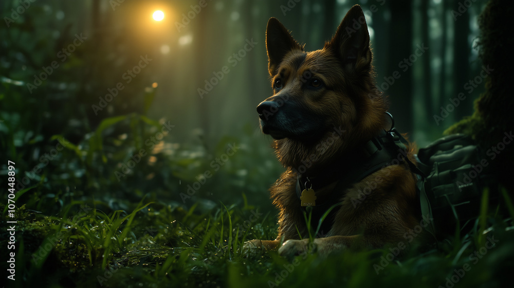 German Shepherd Relaxing in Forest German Shepherd Relaxing in Forest