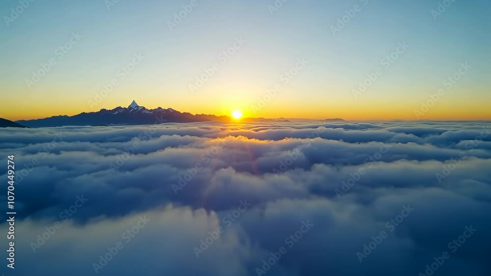 Sunrise Above the Clouds with Mountain Peak, sky, mountain range, golden hour, dawn, morning Sunrise Above the Clouds with Mountain Peak, sky, mountain range, golden hour, dawn, morning