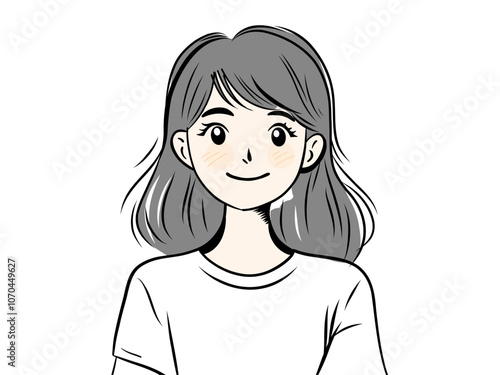 Anime style hand drawing beautiful young woman with gray hair, featuring delicate facial features and vibrant colors. Asian beauty, perfect for cosmetic or fashion related designs.