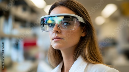 Woman with Glasses in a Laboratory Setting