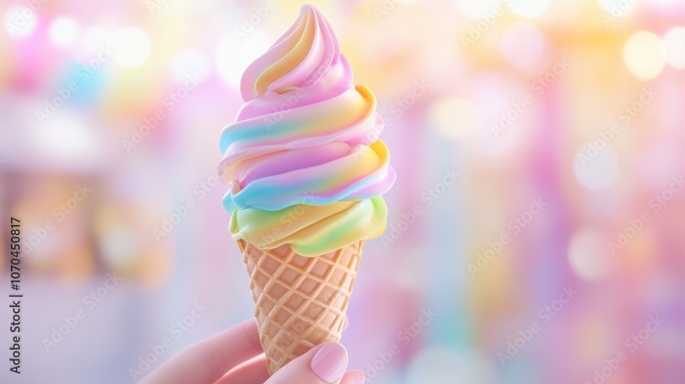 Pastel Rainbow Ice Cream: A pastel-toned rainbow ice cream. Pastel Rainbow Ice Cream: A pastel-toned rainbow ice cream.