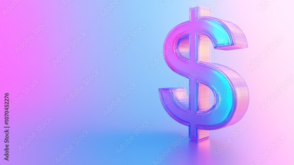 A 3D rendering of a dollar sign on a gradient background. A 3D rendering of a dollar sign on a gradient background.