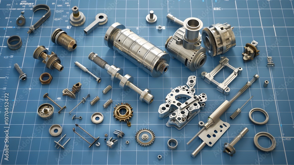 A blue piece of paper with a drawing of a car engine on it. The engine is made up of many parts, including gears and bolts. Concept of complexity and intricacy A blue piece of paper with a drawing of a car engine on it. The engine is made up of many parts, including gears and bolts. Concept of complexity and intricacy