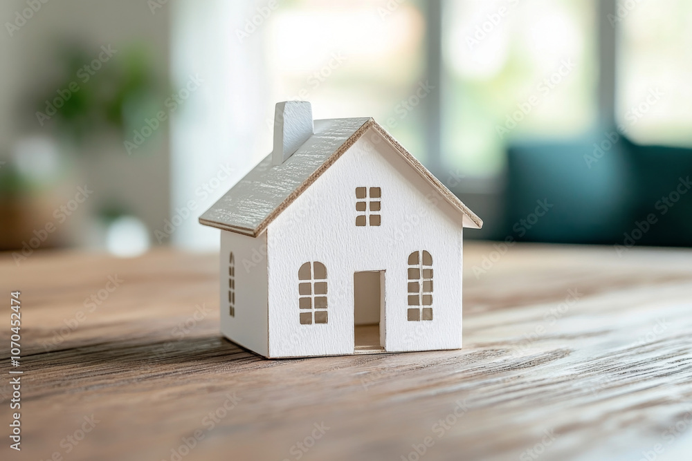 Real Estate Investment Idea White House Model on Rustic Wood Table Real Estate Investment Idea White House Model on Rustic Wood Table