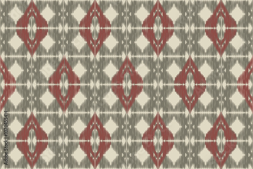Ikat abstract ethnic art. Seamless pattern in tribal, folk embroidery, and Mexican style. Aztec geometric art ornament print.Design for carpet, cover.wallpaper, wrapping, fabric, clothing