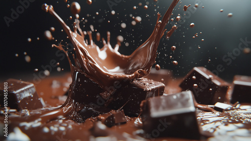 
Chocolate bars with chocolate splash. photo