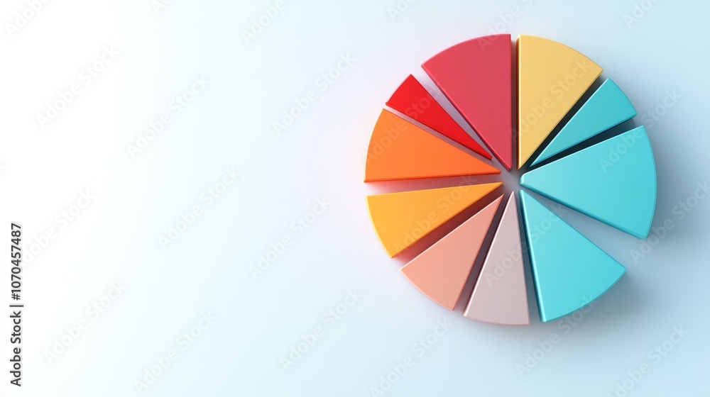 Obraz premium A colorful pie chart with ten segments on a white background.