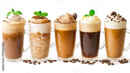 Wallpaper Mural Diverse coffee drinks collection featuring assorted warm beverages isolated. AI generated Torontodigital.ca
