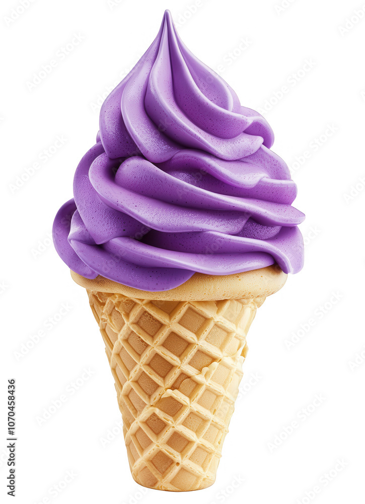 Purple ice cream in a crispy cone isolated on transparent background, png cut out Purple ice cream in a crispy cone isolated on transparent background, png cut out
