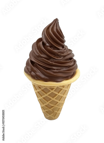 Ice cream in a crispy cone isolated on transparent background, png cut out