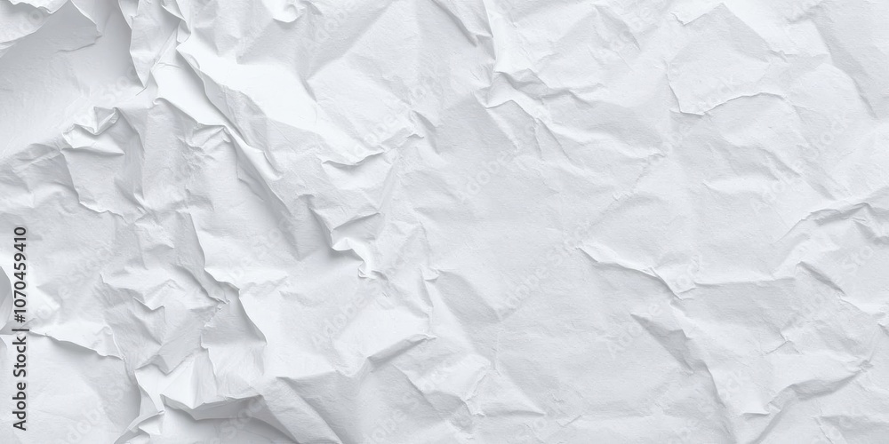 Obraz premium Close up of crumpled white paper with soft shadows, isolated, design