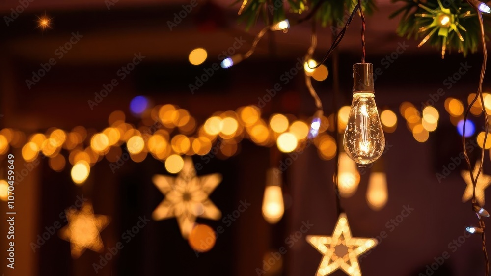 Cluster of string wired bulbs glowing against a white backdrop, festive, Christmas Cluster of string wired bulbs glowing against a white backdrop, festive, Christmas