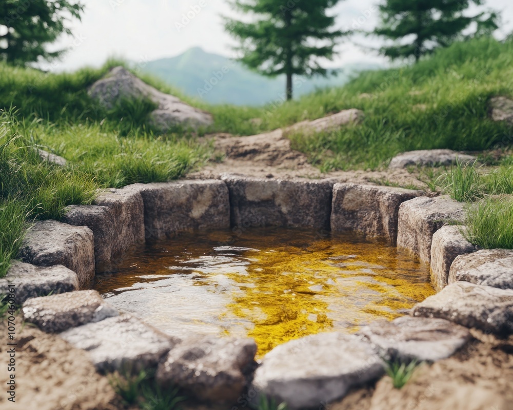 Crystal Clear Mountain Stream Fed by Spring Melt, Flowing Over Rocky Terrain, Fresh, Cold Water in a Serene Landscape Crystal Clear Mountain Stream Fed by Spring Melt, Flowing Over Rocky Terrain, Fresh, Cold Water in a Serene Landscape