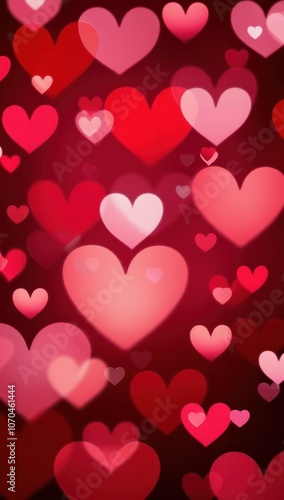 Wallpaper Mural Valentine's day Pink Red Animation Hearts Greeting love hearts. Festive of bokeh, sparkles, hearts for Valentine's day, Valentines day, Wedding anniversary background Torontodigital.ca